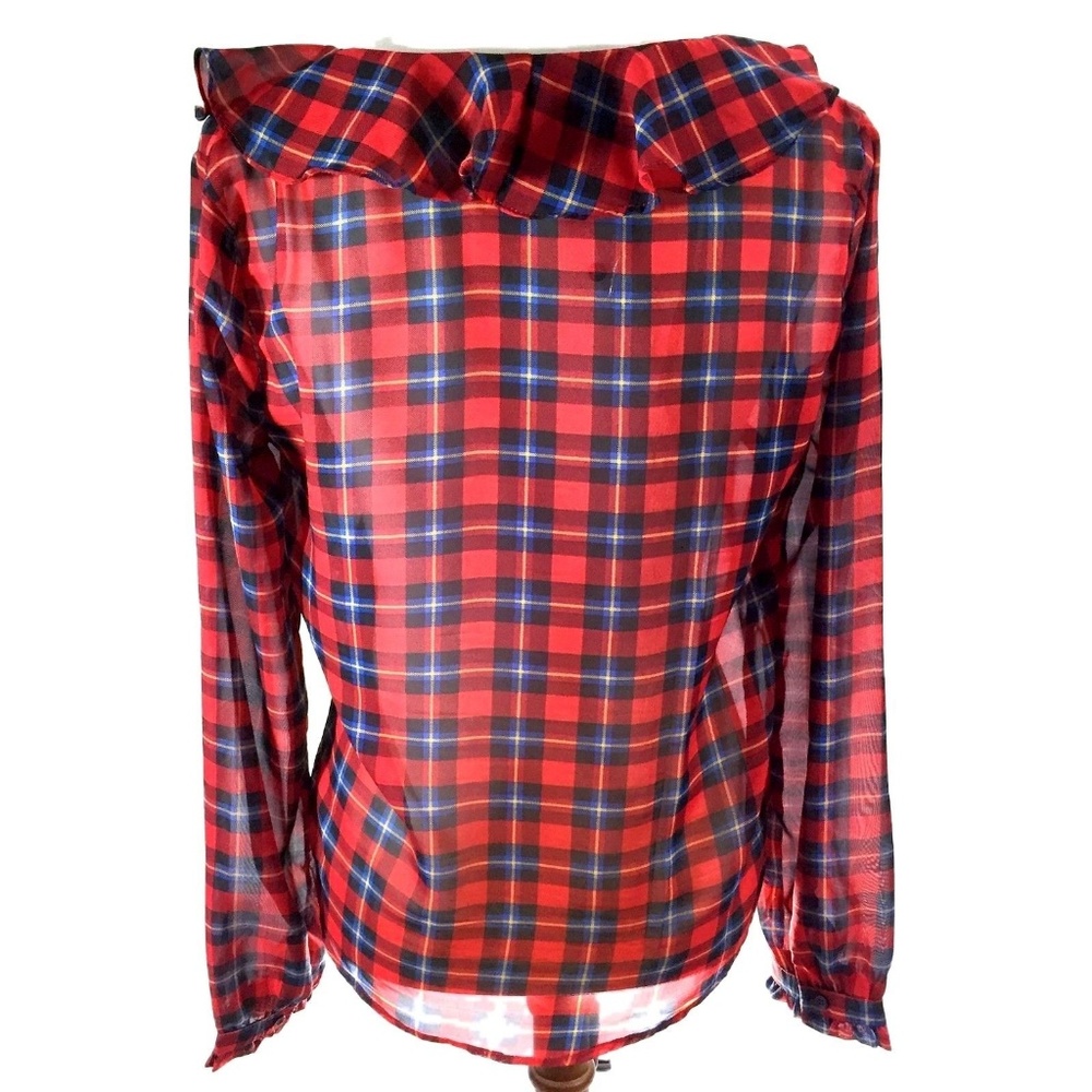 Mixed Threads Ruffled Front Top Small Red Plaid - Picture 5 of 8